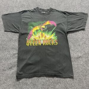 Vintage Queen Shirt Mens Extra Large Black Queen Rocks Graphic Tee Band 90s
